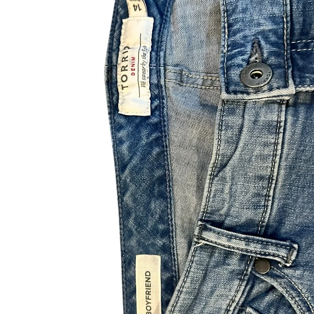Torrid Blue Straight Leg Jeans with Floral Accents - Picture 3 of 7